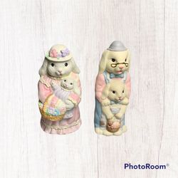 Harbert Industries Vintage Easter Bunny Rabbit Family Caddies Figurines