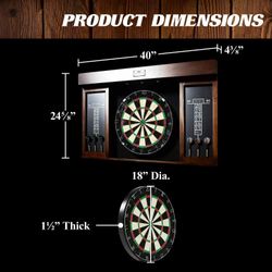 Bristle Dartboard Cabinet Set, LED Lights, Official Size Dart Board