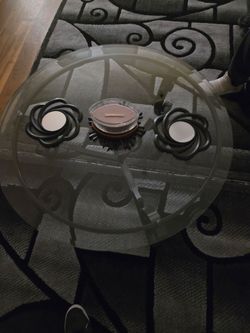 Gray, five piece sectional, living room set and coffee table