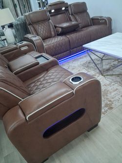 *Labor Day Now!!!*---Sleek Massa Gallery Leather Sofa/Loveseat Sets W/Power Reclining&Wireless Charging😎