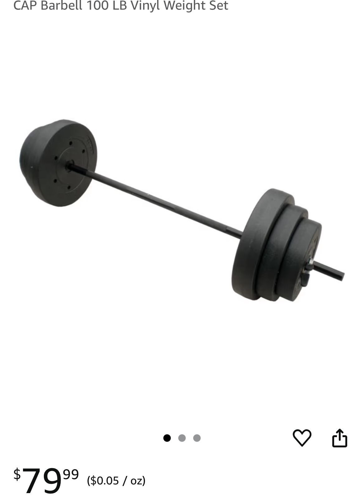 Weight Barbell 100 Lbs Vinyl