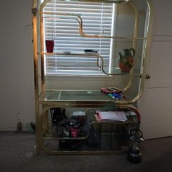 Mid-Century Etagere Milo  Baughman Brass Glass Expandable Étagère Shelving Unit 1970s