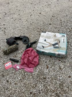 Exercise equipment, BOSU ball two ab rollers, exercise ball with air pump,  massage bar  exercise band foam roller