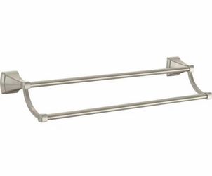 Double Towel Bar Brushed Nickel Finish