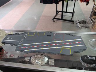 Vintage Motormax Large Aircraft Carrier Flight Deck Toy Playset Gray Platform