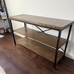 TV Console Table with Metal Frame and Open Shelves