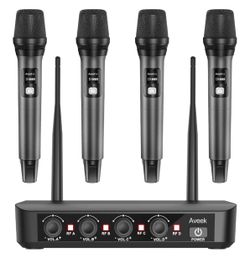Aveek Wireless Microphone System 4 Pack