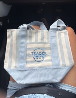 Trader Joe’s Stripped Mini Tote in Blue