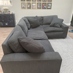 Charcoal Sofa and  Area Rug