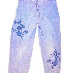Knox Rose Embroidered Joggers Pants S Flowers Design