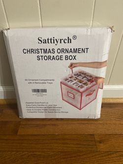 Sattiyrch Christmas Ornament Storage Box- 64 Ornament Compartments with 4 Removable Trays