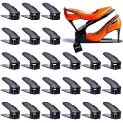 Shoe Slots Organizer, 24PCS Adjustable Double Layer Stack Shoe Rack, 50% Space-Saving 