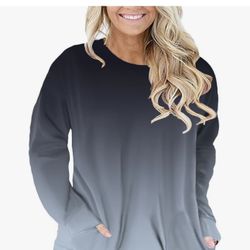 ROSRISS Plus-Size-Tops for Women Long Sleeve Casual Tunics V Neck Pockets Shirts