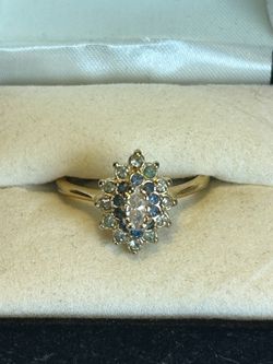 18K Yellow Gold Electroplated Multi Colored Cubic Zirconia Ring Size 9 