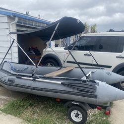 12 Ft Inflatable Boat With Trailer And Bimini Top