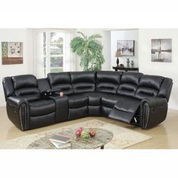 Manual Recliner Sectional With Storage Center Console Black Or Brown Bonded Leather Brand New In Box Firm Price $969