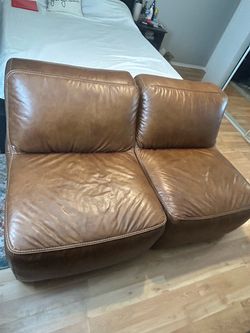 2 Brown Leather Chairs
