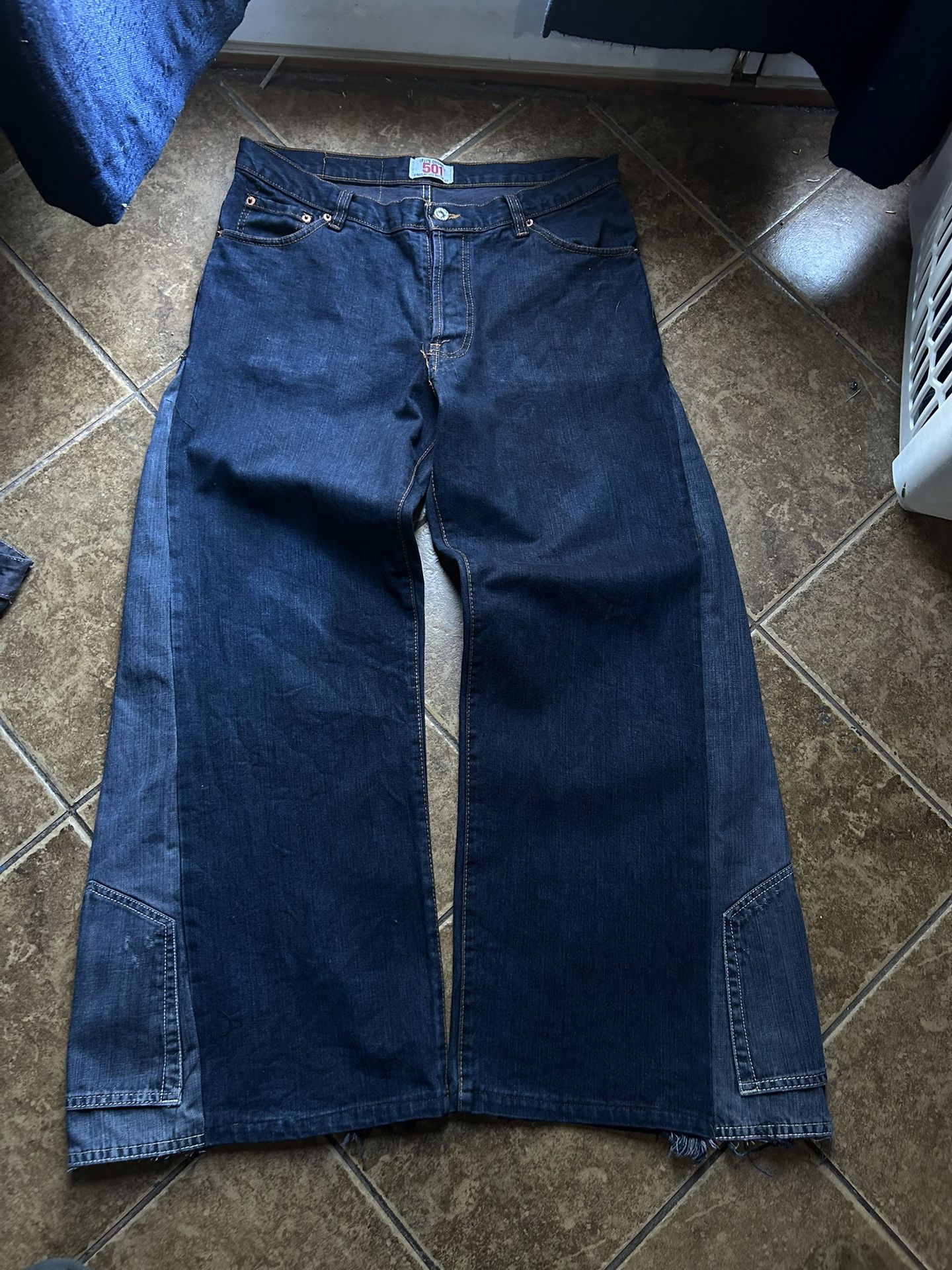 Custom Made Black And Grey Baggy/Flared Levi Size 32,32