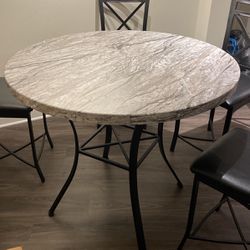 Modern Marble Dining Table w/ Chairs (Grey/Black)