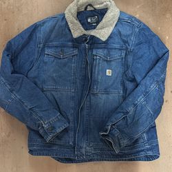 Barley Used Carhartt Sherpa Denim Jacket Size L  