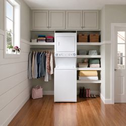Frigidaire Laundry Center Electric Stacked Washer and Dryer with MaxFill and Balanced Dry Technology, 3.9 Cu. Ft. Top Load Washer, 5.5 Cu. Ft. Vented 