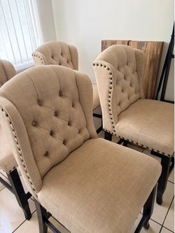 Set of 4 Linen Counter/Bar Chairs