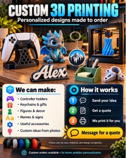 Se habla español. Custom 3D Printing Service – Personalized Designs