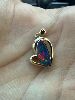 Rare Australian Opal with 14k Gold Necklace
