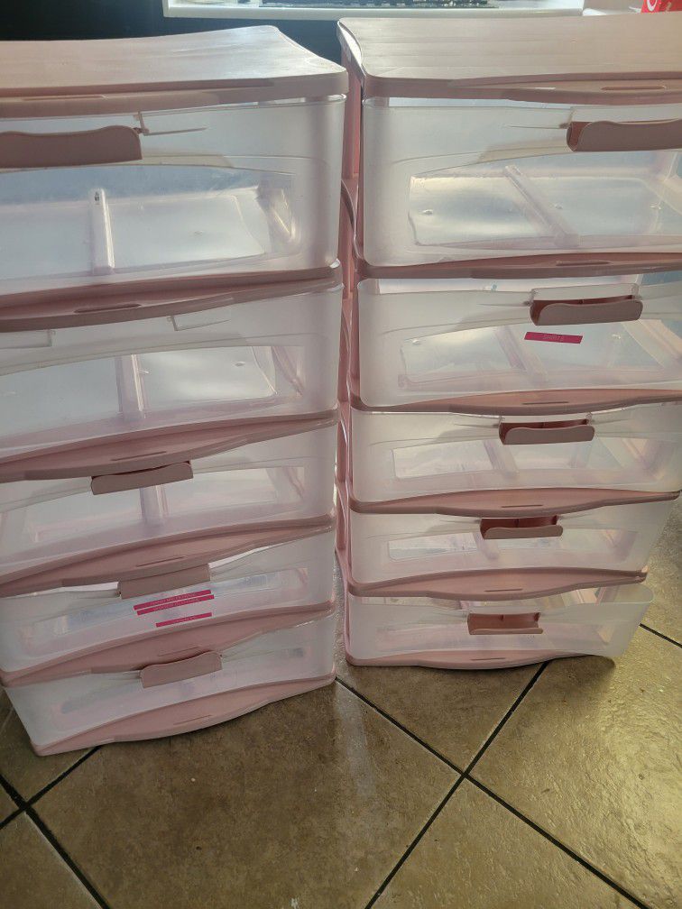 Pink Storage Containers/ Dresser Drawers 