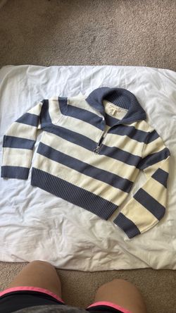 Striped Quarter-Zip Knit Sweater