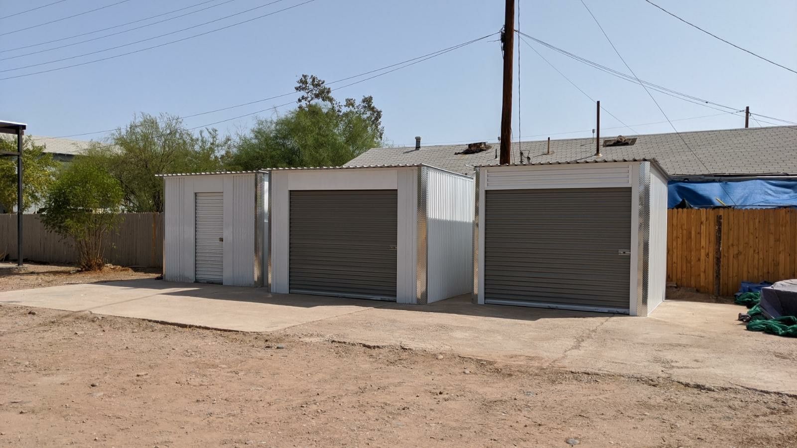 Backyard storage sheds.