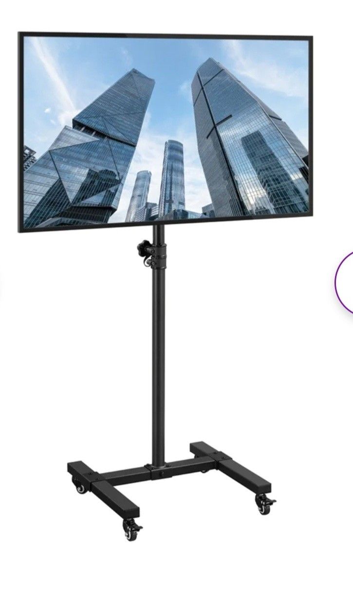 Mobile TV Stand with Tilt, Rolling TV Cart with Media Shelf and Wheels, Fits 23-60 inch LED, LCD, OLED Flat&Curved TVs, Holds Up to 55lbs, 

