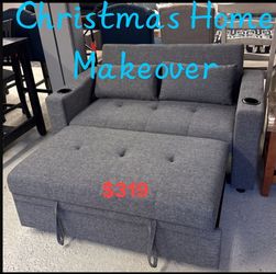 Dark Gray Pullout sofa with cup holders