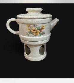 Sunflower Cottage Core Floral Teapot Candle Warmer/Calentador de velas de tetera floral Cabaña de girasol