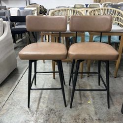 CHITA Swivel Counter Height Bar Stool Chairs Set of 2, 27.4" Faux Leather Upholstered Counter Stools