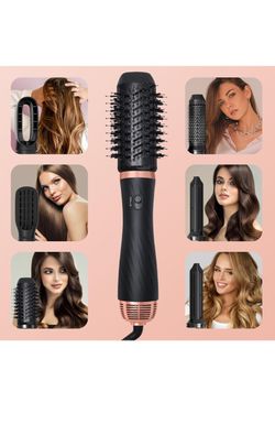 Hair Dryer Brush Set 6 in 1 Blow Dryer Brush Automatic Wrap Curlers Hot Air Brush for Hair Styling Multi-Temperature Settings with Detachable Hair Str