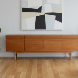 Newly-restored, extra-long Danish teak sideboard/credenza (90.5")