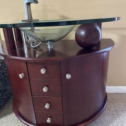 Bathroom Vanity  38"/22" With 3/4" Thick Glass Sink 