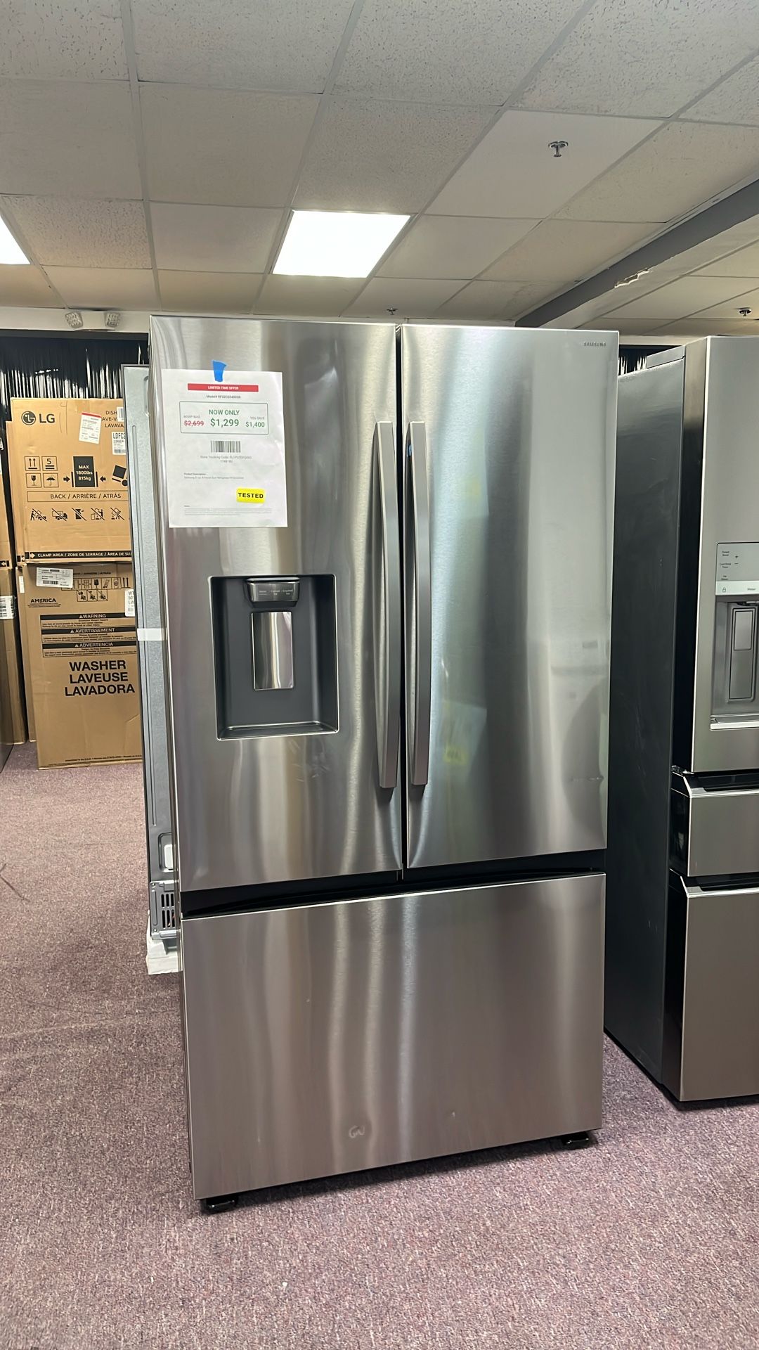 Refrigerator 3 Doors Stainless Steel 36” New Open Box 1 Year Warranty 