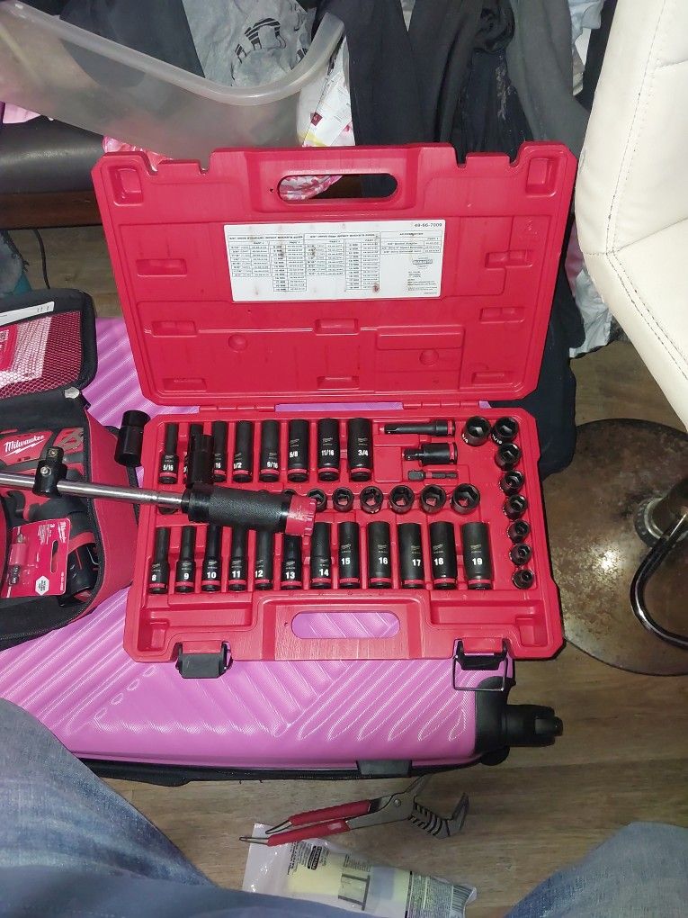 Brand New 43 Piece Socket Set Milwaukee Never Used Also A Brand New Three Piece Brake