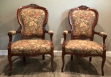 Vintage High Back Open Arm Chair