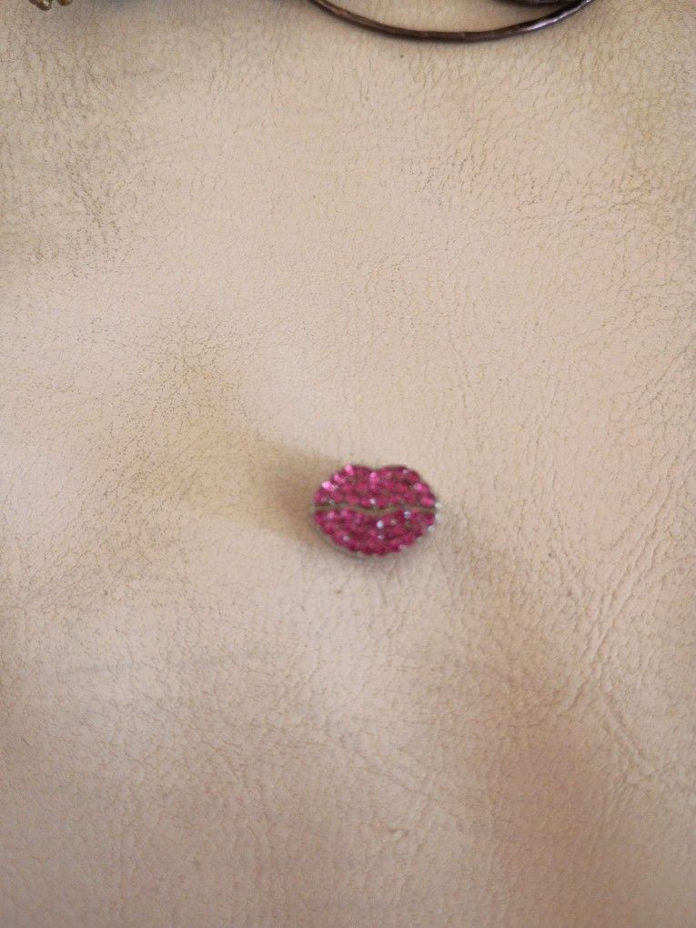 Lips Red Crystals 925 Sterling Charm