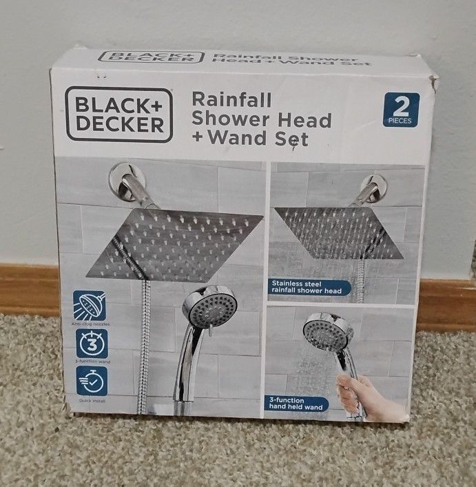 Black+Decker Rainfall Shower Head & Wand Set