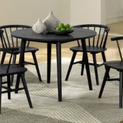 Brand New Black Mid Century Modern Style 5pc Dining Table Set 