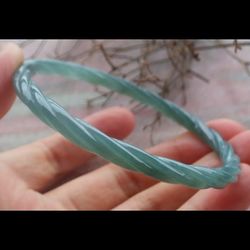 Certificate Jadeite 7 inches Twist Elegant bangle good fortune Jade Bracelet 58mm 