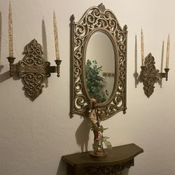 Mid Century 6 Piece Mirror Shelf And Candelabra Sconce Set I’m