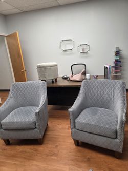 Pair of Blue Gray Fabric Chairs