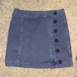 Blue Mini Skirt with Side Buttons