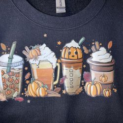 Large Sweatshirt: Pumpkin Drinks Galore 
