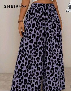 Purple leopard print flowy pants